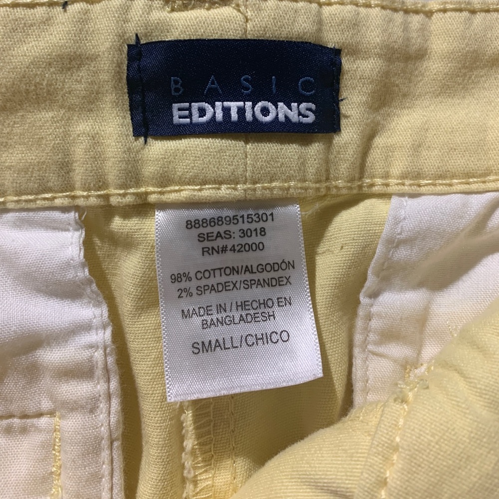 Yellow Stretch Button Shorts - Picture 2 of 6